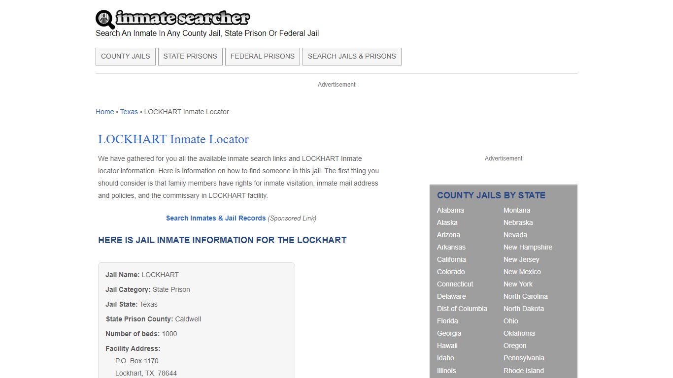 LOCKHART Inmate Locator - Inmate Searcher